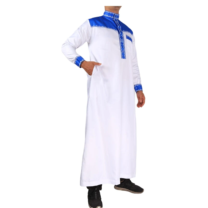 Arabic Men Robe Khal Brand Long Sleeve Polyester Material mix colors Thobe With Pants For Muslim