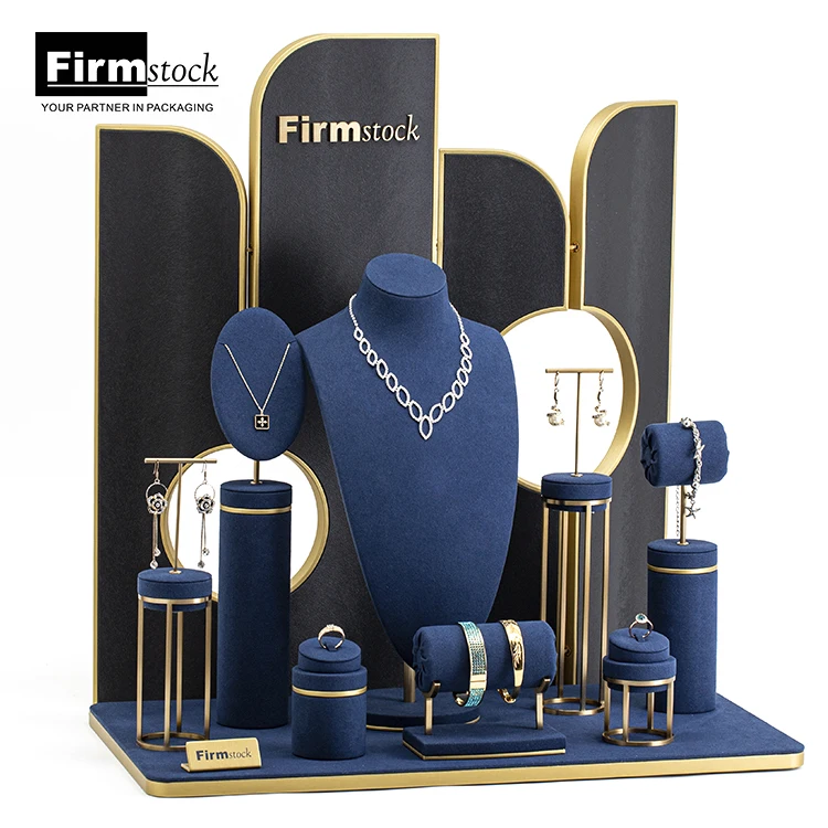  Microfiber Necklace Rack jeweller Set Wooden Bust Holder Mannequin Jewelry Display