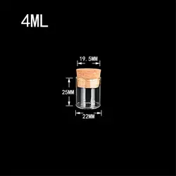 4ml Small Glass Vials Jars Test Tube With Cork Stopper Empty Glass Transparent Clear Bottles