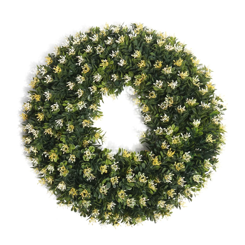 Factory Wholesale Indoor Wall Green Artificial Plant Leaf Wreath Christmas Front Door Decoration Artificial Wreath