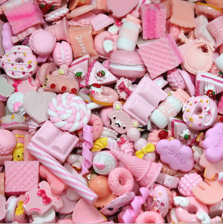 20 Themes Random Mixed Bear Candy Kawaii Food Fruits Girl Resin Cabochons Nail Art Decoration for Nail Charms Props