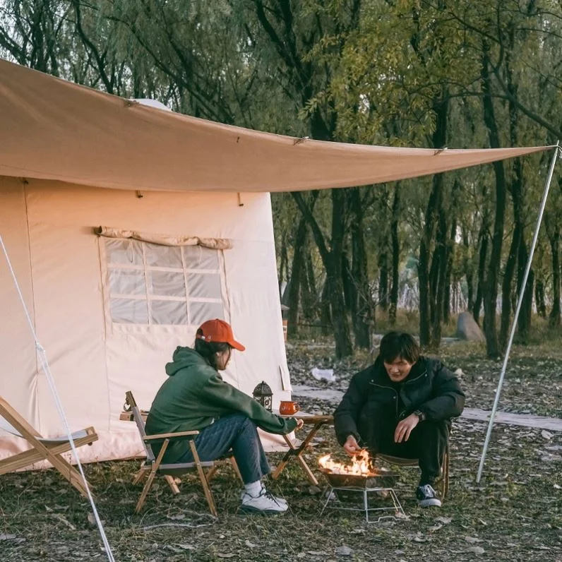 Индивидуальные роскошные надувные семейный дом палатка 2 комнаты Glamping Холст Водонепроницаемый Открытый Кемпинг воздушная