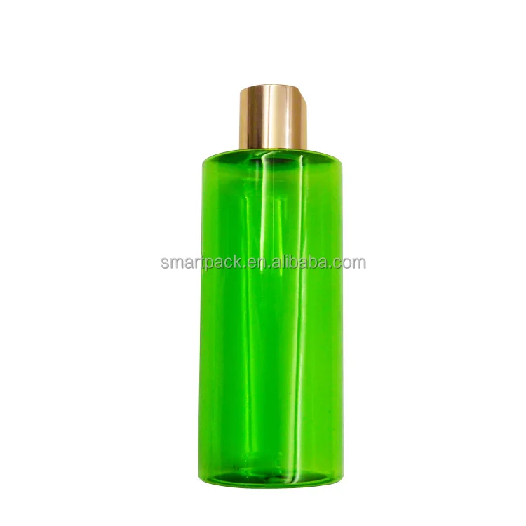 Plastic PET bottle cylinder round 300ml skin care moisturizer lotion packaging bottle with disc top cap