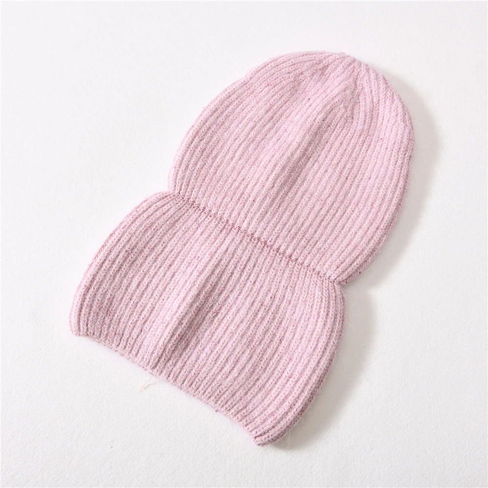 Hot Selling Skull Cap High Quality Plush Long Wool Knitted Hat Winter Thick Warm Fluffy Women Wholesale Cashmere Custom Beanie