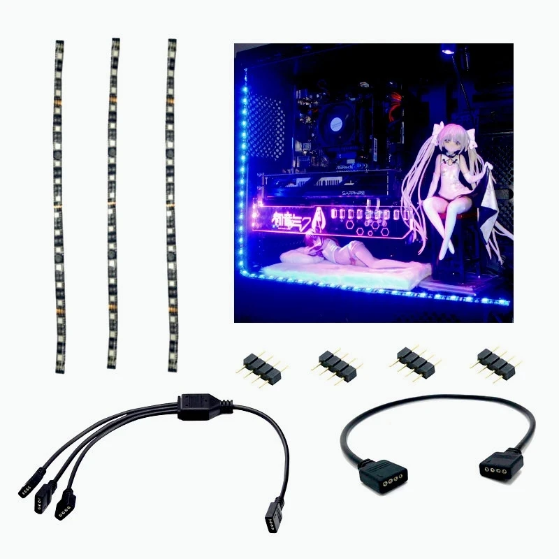 ПК компьютерный корпус M/B 12 В 4-контактный разъем RGB Светодиодная лента для Asus Aura Asrock Gigabyte Fusion MSI Mystic