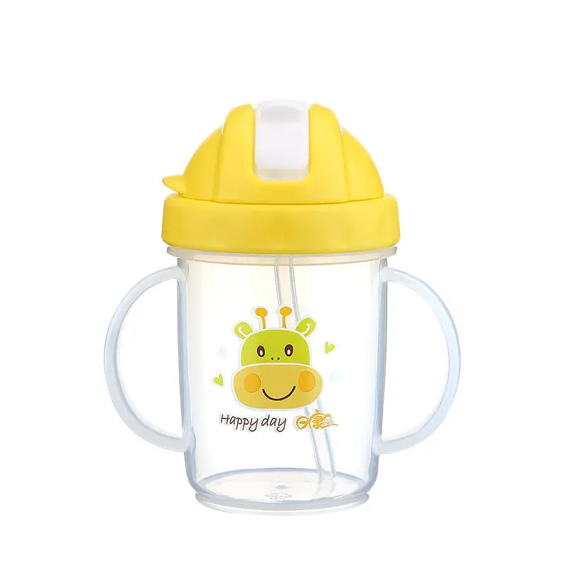RK-3439 Wholesale high quality star pattern 200ml PP pacifier straw handle water milk baby feeding bottle
