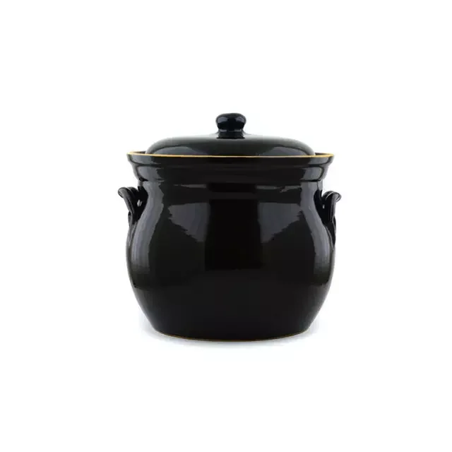 new-coming ceramic large Fermenting Crock custom black round pickle jar