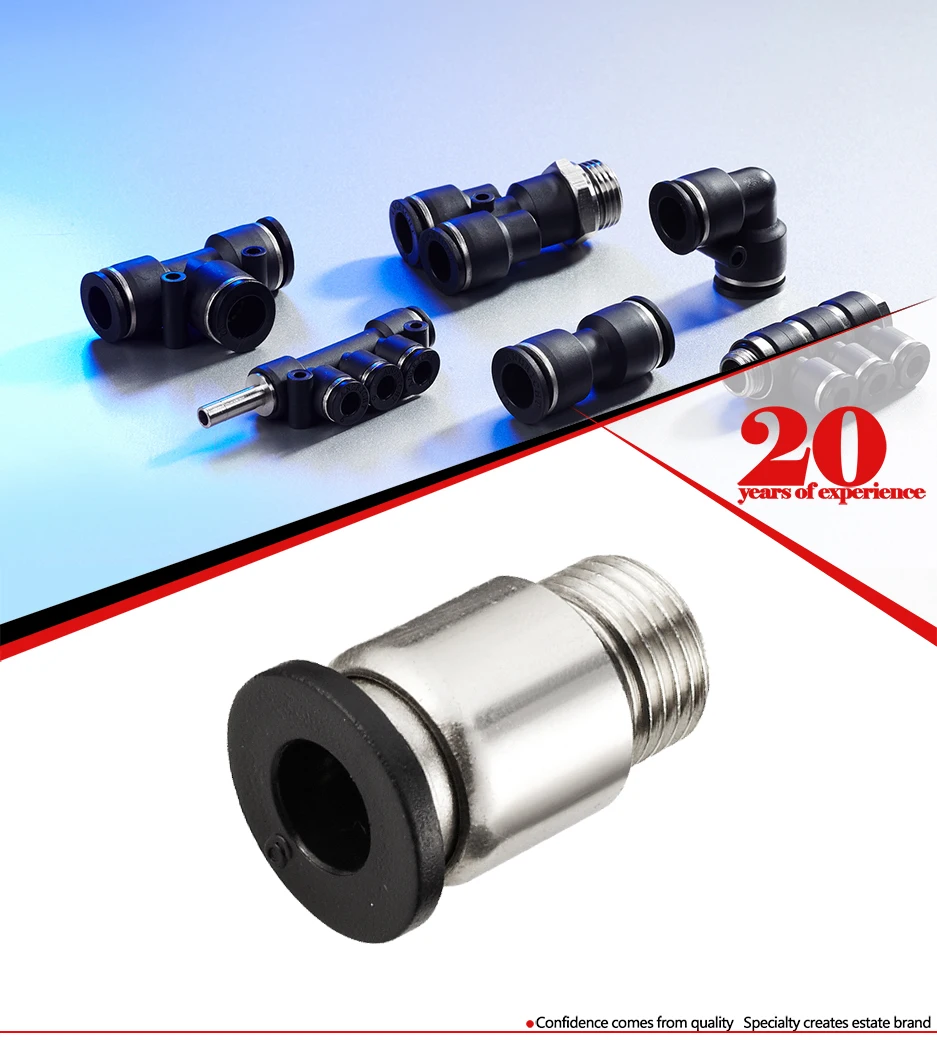High Quality Chinese Factory On Sale plastic fittings Pneumatic Connector push fitting with thread