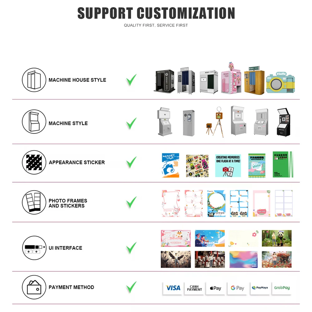 Custom Supplier Mirror Freestanding Photo Booth for Mall Multi-Language & Payment Options Automatic Photo Booth