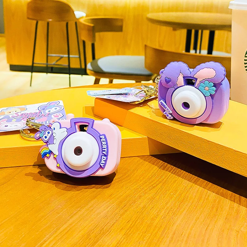 Xinxing Cute Luminous Projection Camera Keychain Creative Strawberry Rabbit Keychains Cute Fashion Bag Keyring Pendant
