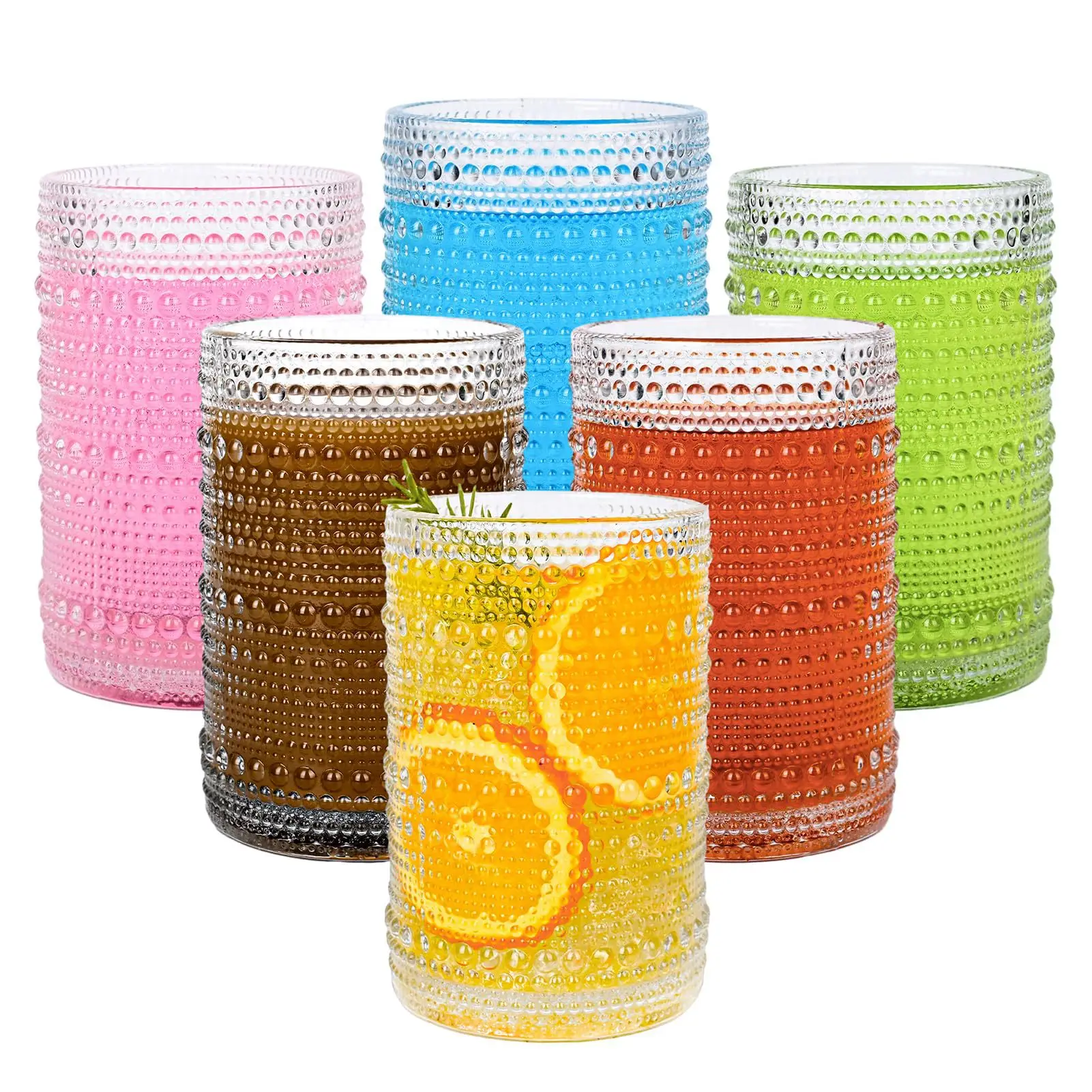 Wholesale Whiskey Juice Embossed Vintage Glassware Drinking Glasses Sets Hobnail Glass Cups