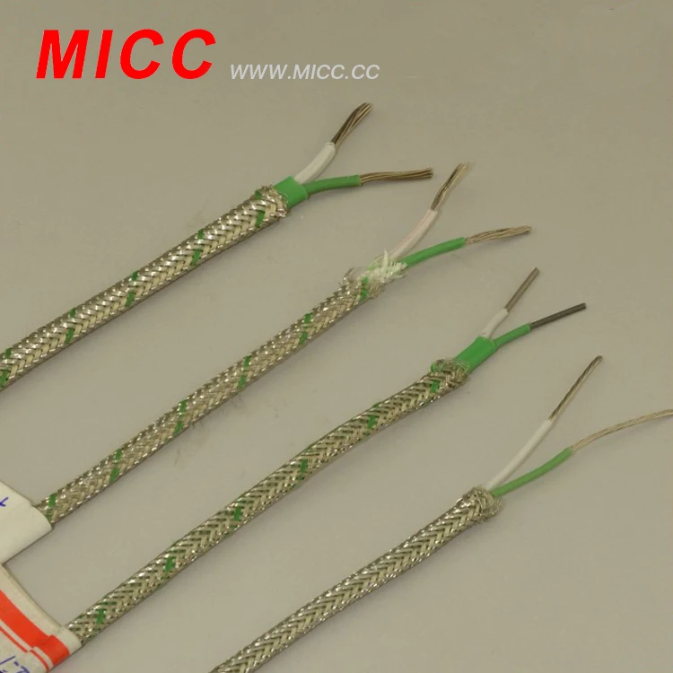 MICC Type KX with metallic overbraid PTFE insulated, PTFE sheathed thermocouple extension cable KX-PTFE/PTFE/SSB-2*7/0.2mm