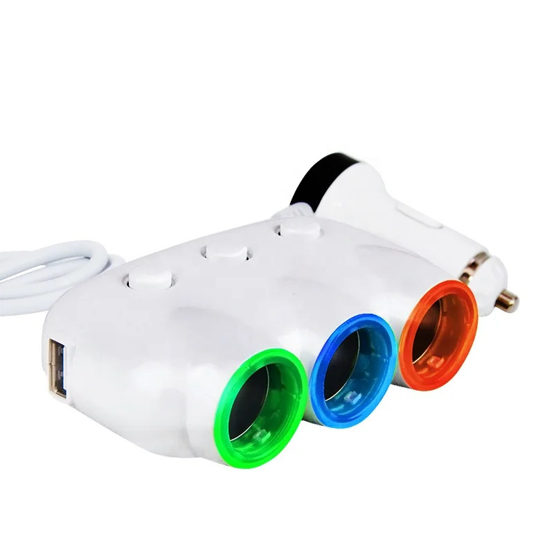 ABS 5 в 3 1 А 2 USB гнезда прикуривателя сигары автомобильное зарядное устройство разделитель адаптер с двумя и кнопками