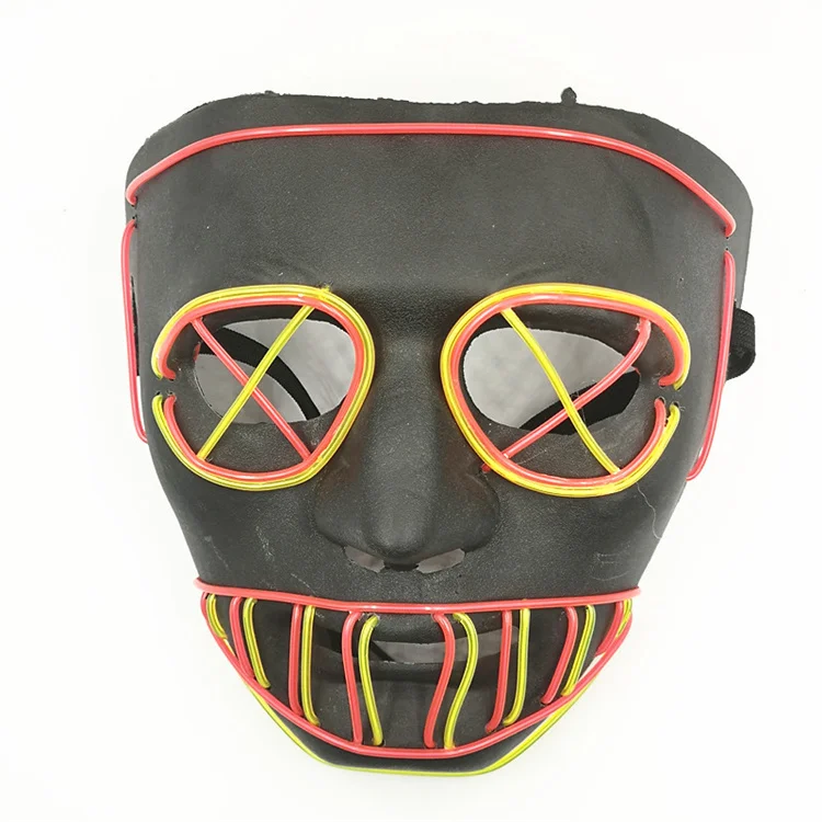 Factory Led El Flashing Light Scary Face Mask Neon Glowing Big Mouth Cosplay Carnival Party Masks Masquerade Decoration Shield