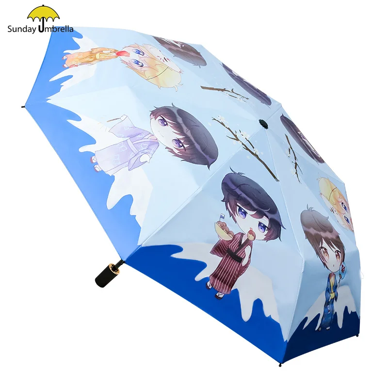 SUNDAY  Manual open Uv Protection Portable 3 Fold Umbrella Cute Kids custom Umbrella