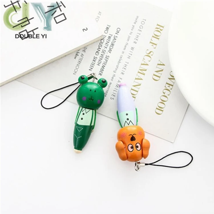 Creative wooden cartoon animal portable ballpoint pen