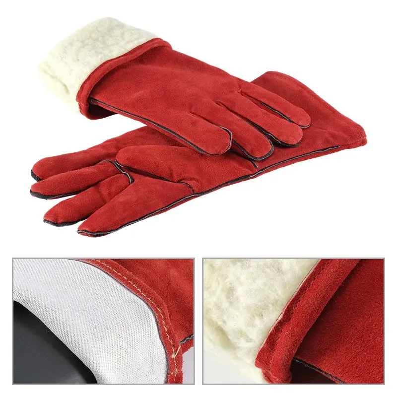 Men Cow Split industrial construction heat resistant safety Work Gloves Cowhide Leather Welding Gloves