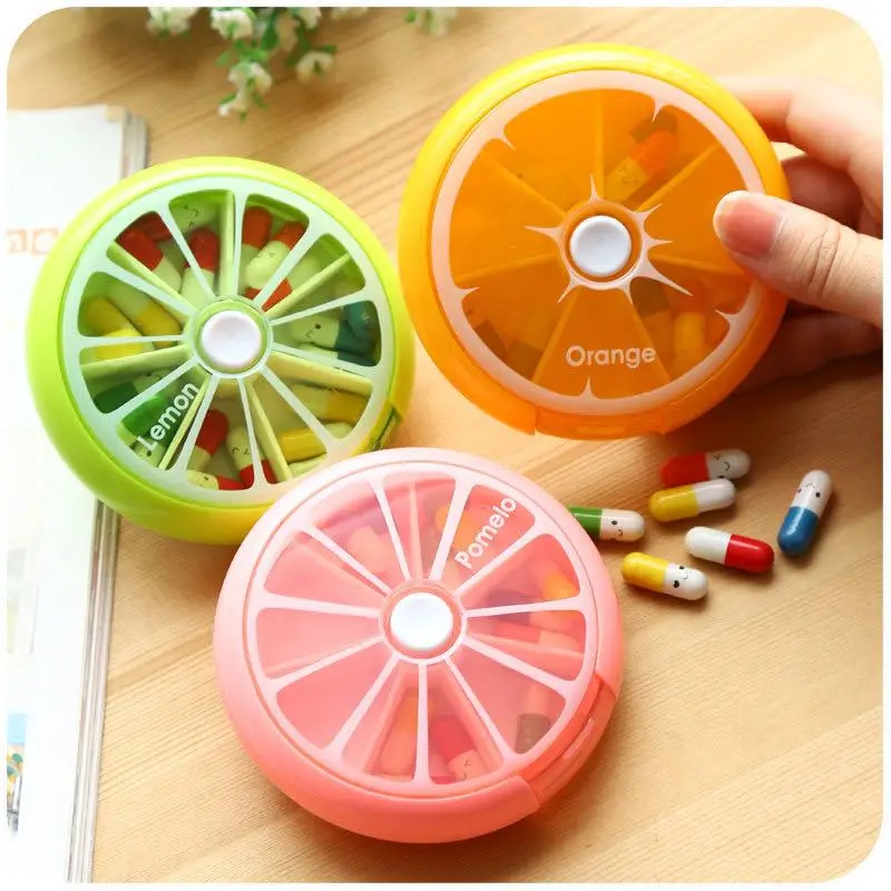 2021 hot selling new products fruit shape 7 days pill medicine box organizer portable one week medicine vitamin storage box