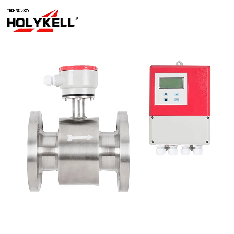 Holykell water 220v ac split electromagnetic flow meter 4800 sanitary flanged dn80 price