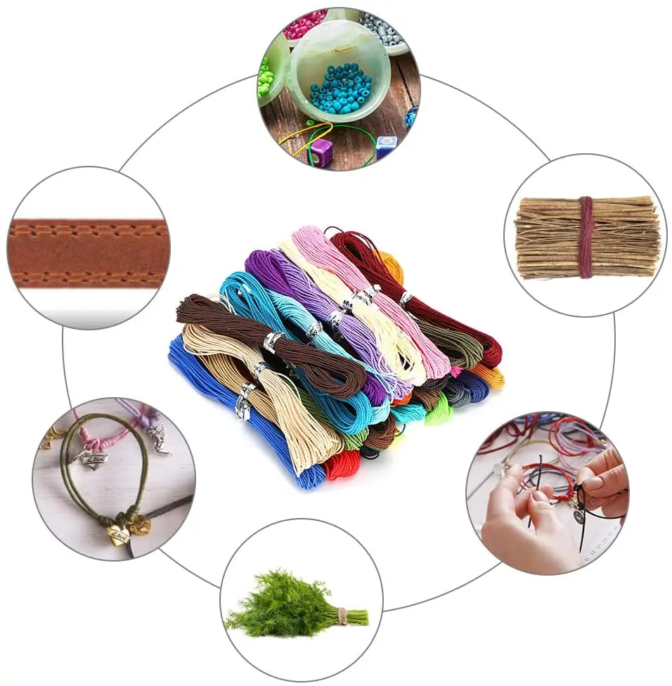 30 Colors 1mm Wax String Polyester Twine Cord Macrame Bracelet Thread for DIY Crafting