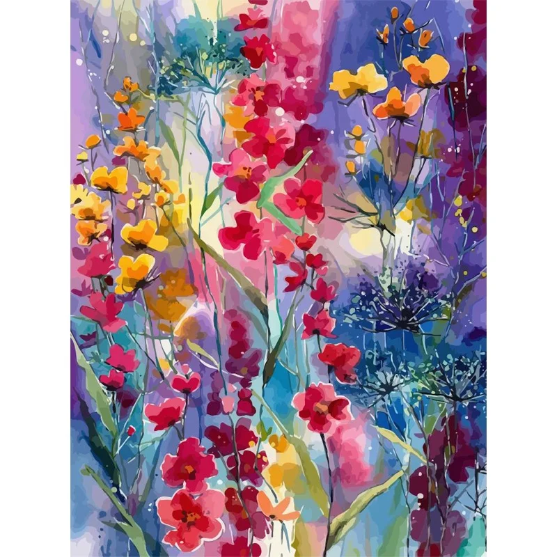 HUACAN Painting By Number Abstract Flowers For Adults DIY Room Pictures By Number Drawing On Canvas Floral Gift