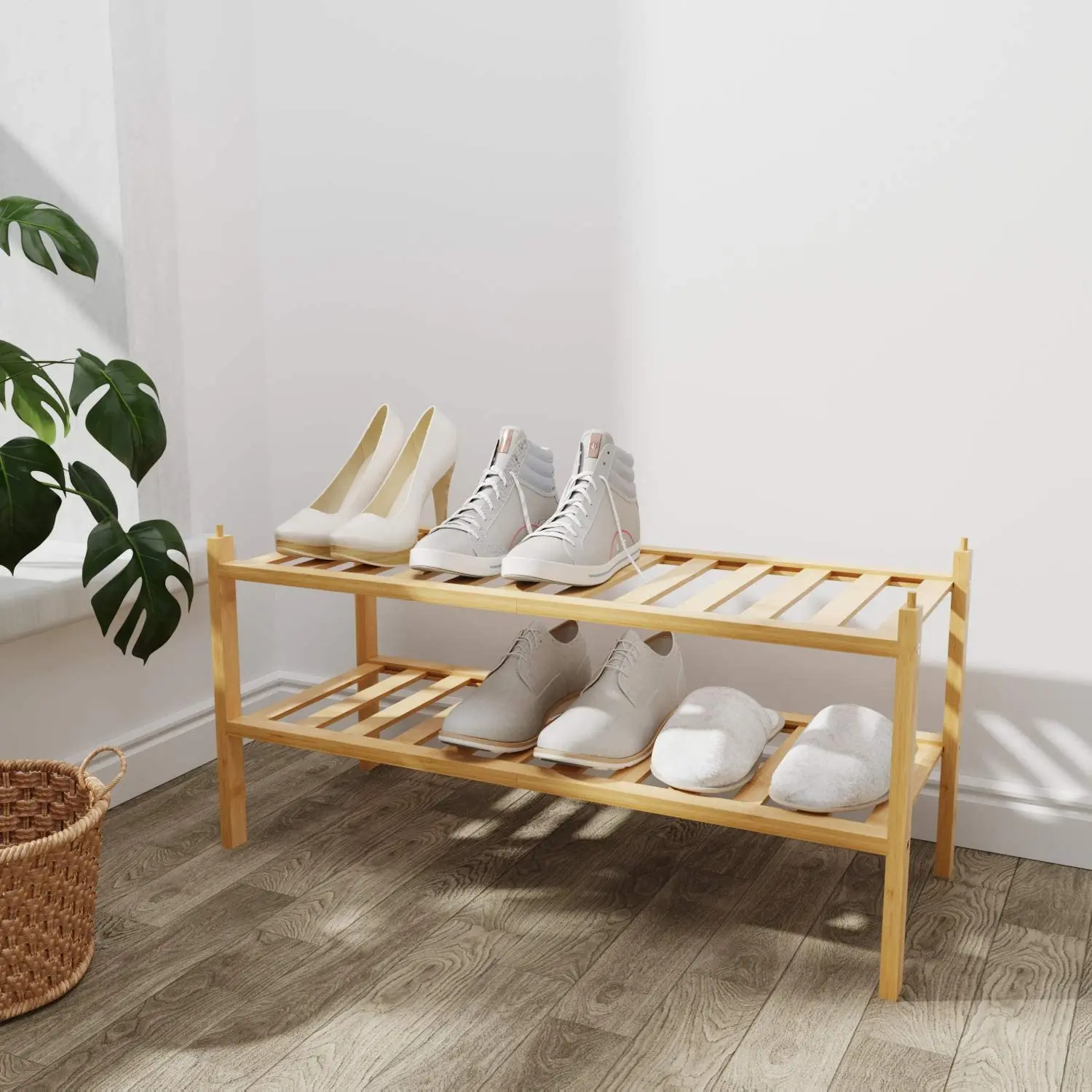 New design multi layer DIY  bamboo shoe rack organizer display shelf