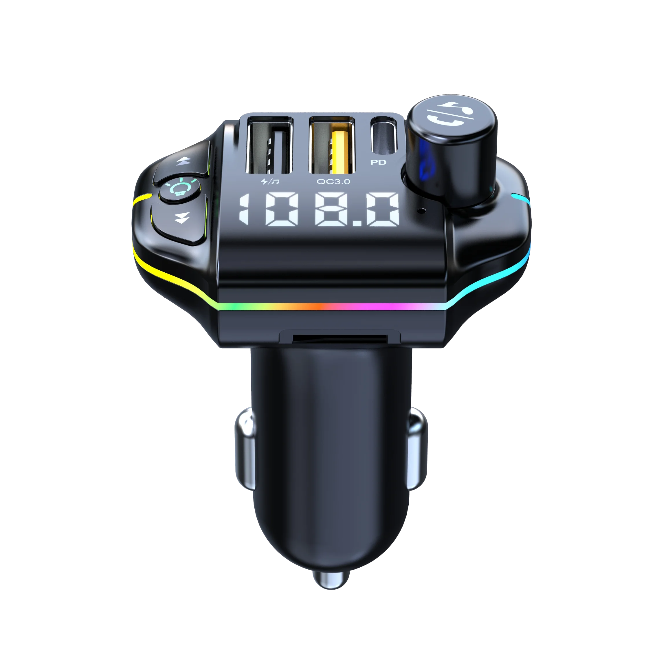 New PD20W Super Fast Charging Wireless BT Handsfree Usb Fm Transmitter Charger Colorful Lights Mp3 Player for Car