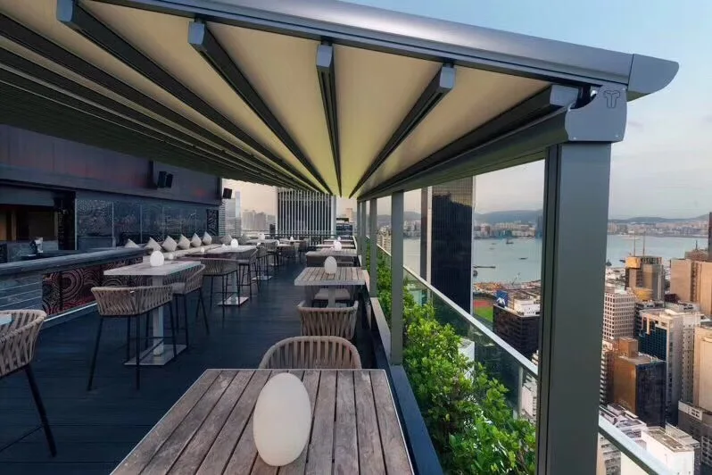 Manufacturer Open-Air Electric Aluminum Retractable Pergola Pvc Fabric Roof Automatic Alu Pergola