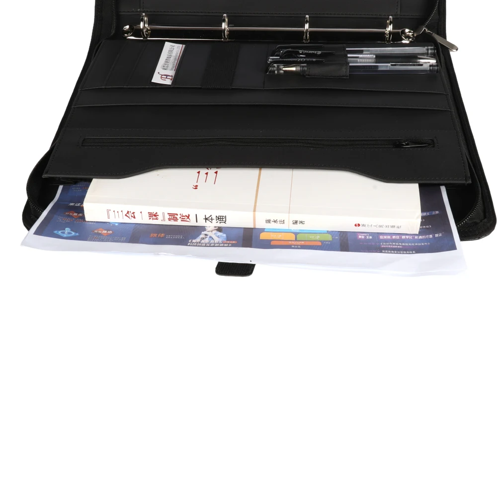 Portfolio A4 PU Leather Conference Folder Document Holder for Office Business PU  Padfolio Folder 3 Rings Portfolio Organizer