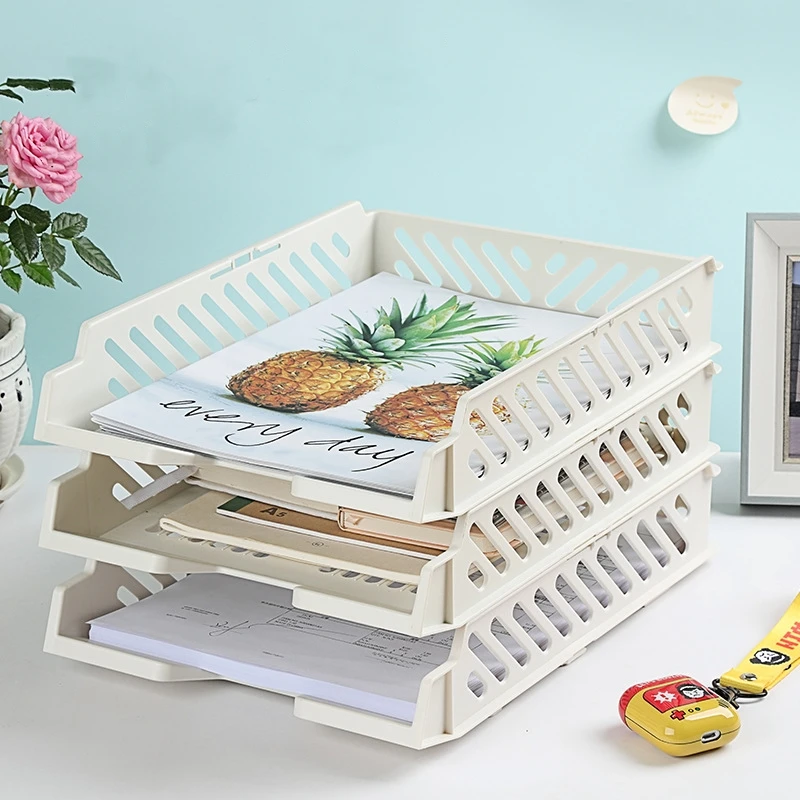 School Office Supply Desktop Organizer Stackable Storage Holders & Racks Plastic A4 File Document Organizing Basket