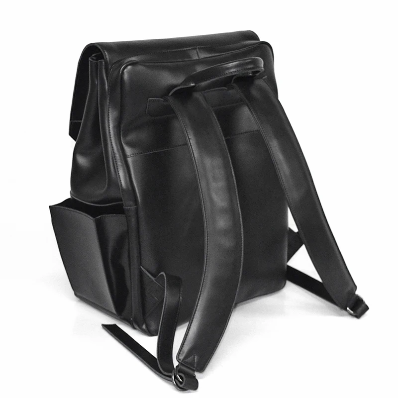 Рюкзак из черной коровьей кожи на заказ для путешествий dslr камеры ноутбука фотографии