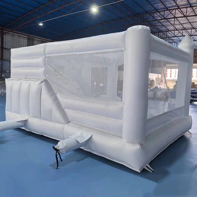 Party Rental White Bounce House with Ball Pit Inflatable Castle Water Slide Pool
