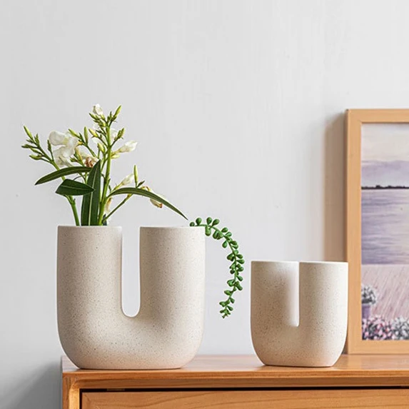 Home wedding centerpiece decoration ornament flower vase U shape nordic ceramic vases for flower