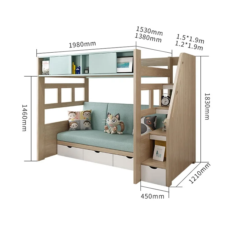 SCXZ02 Fold Away Solid Wood Board Multifunctional Wooden Bunk Bed Murphy Wall Bed with Desk