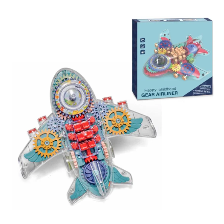 Educational Gear Rotary Flash Light B/o Model Battery Operation Plastic Universal Electronic Air Plane Toy