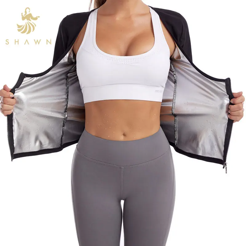 Black Body Slimming Fitness Heat Shaper Vest Fat Burning Sweat Suit Court Vest Zipper Support Chest Sauna Suit For Women