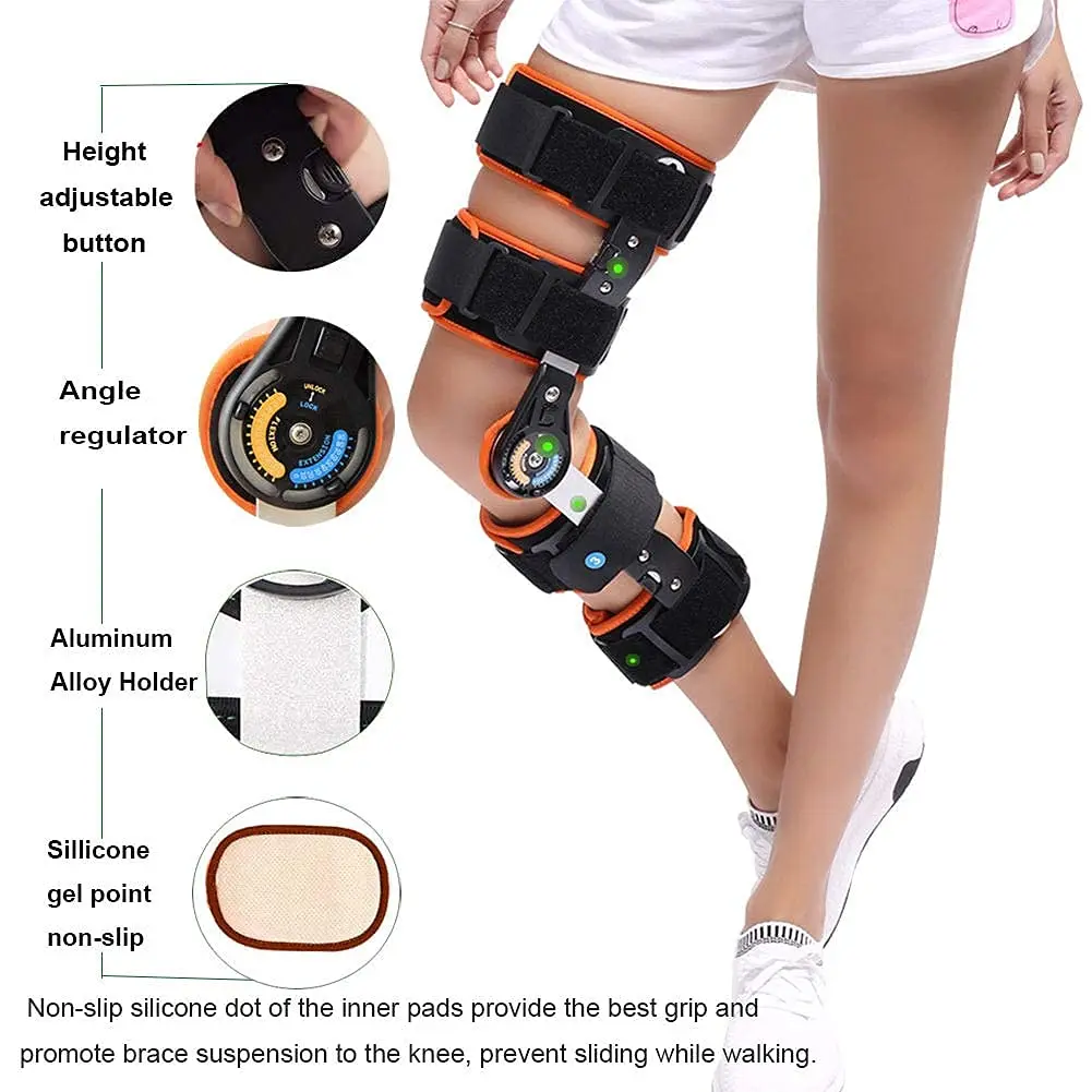 HKJD Hinged ROM Knee Brace Adjustable Knee Immobilizer Support for Arthritis, ACL, PCL, Meniscus Tear, Tendon Post OP Recovery