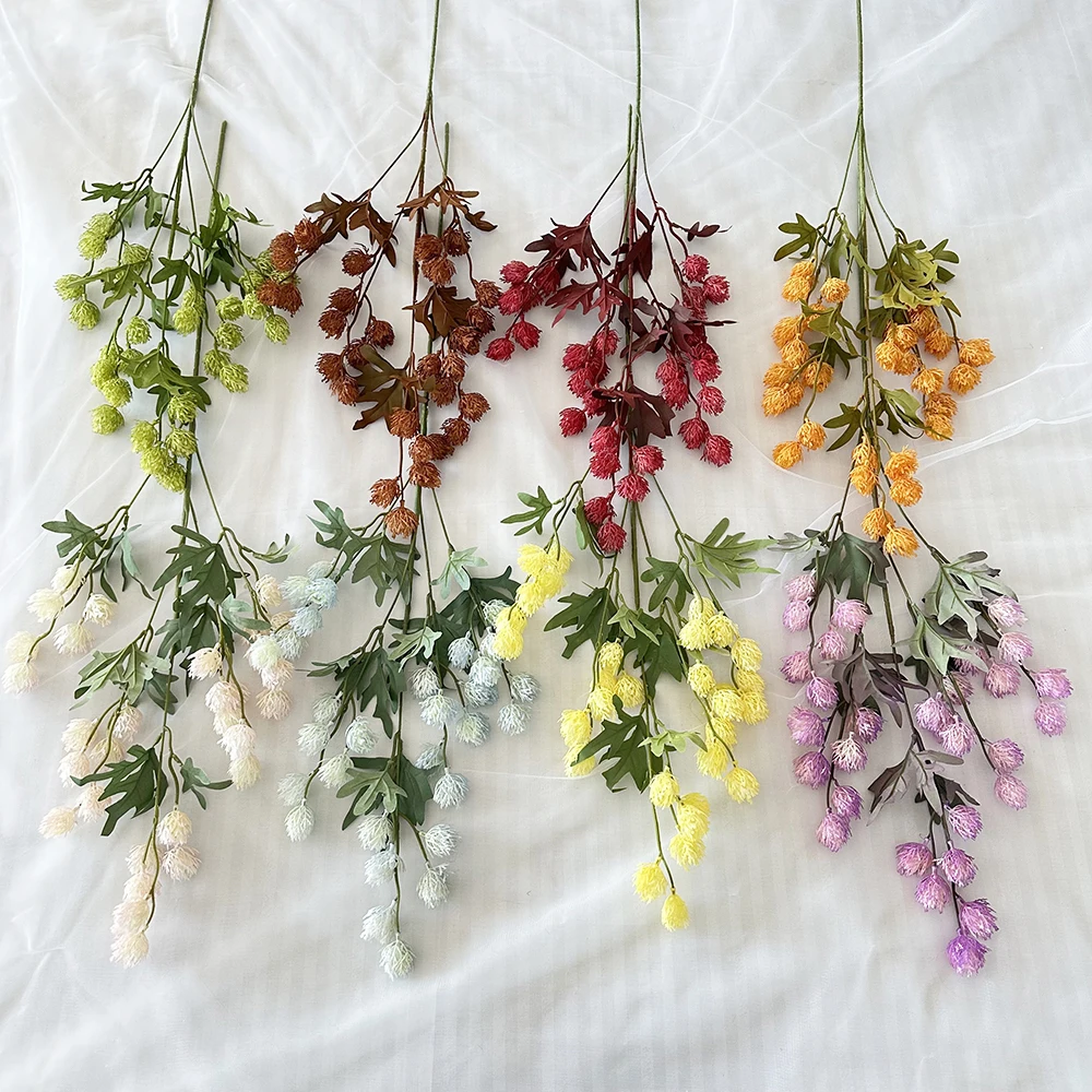 Yuanbao Cui Pearl fruit Factory Wholesale Tabletop Decorative Artificial Silk Chrysanthemum Flower Branch Dried Flower Design