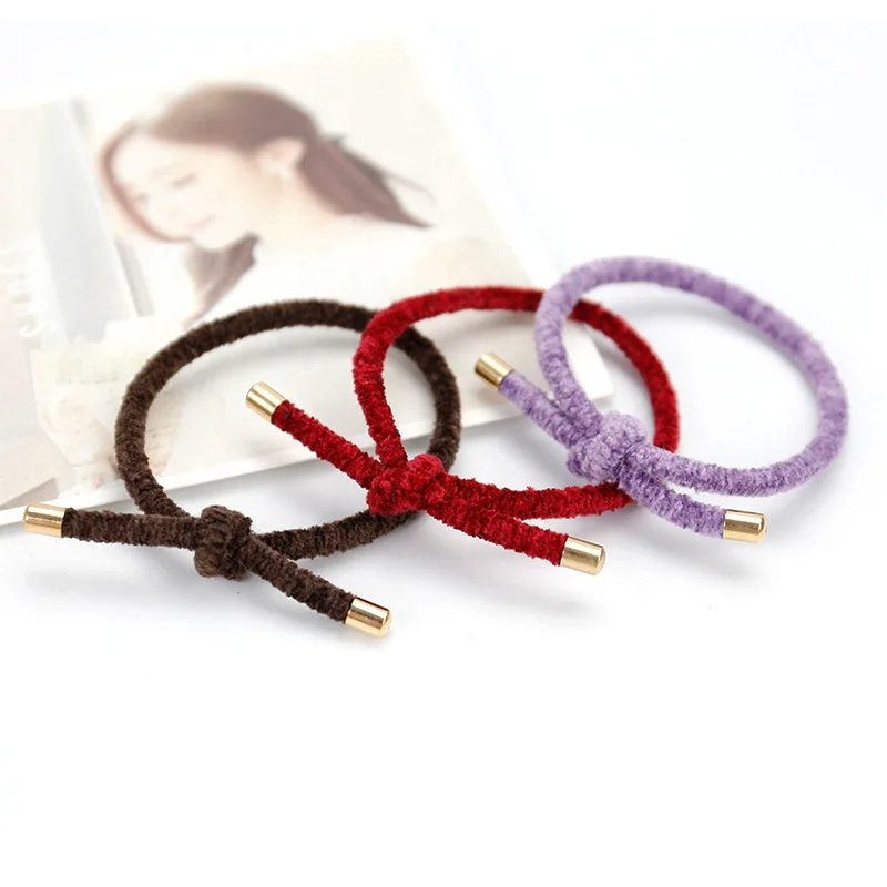 
Ins Kknekki Stock Simple Style Women Korea Winter Fur Knitted Knotted Hair Ties Hair band Hair Accessories 