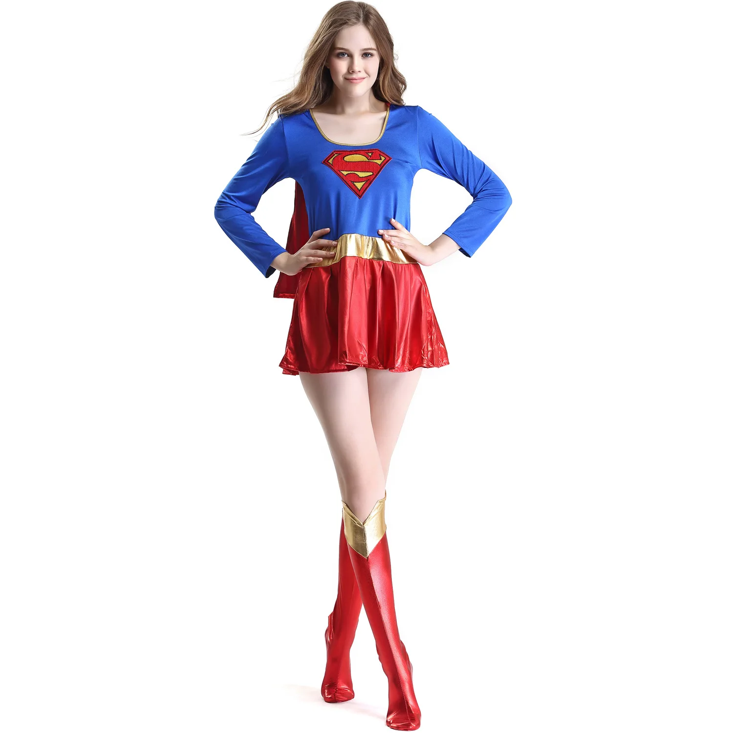 Quality S-xxl Large European and American Halloween Costume Sexy Female Superman Suit PU Superman Role Play Performance Clothing
