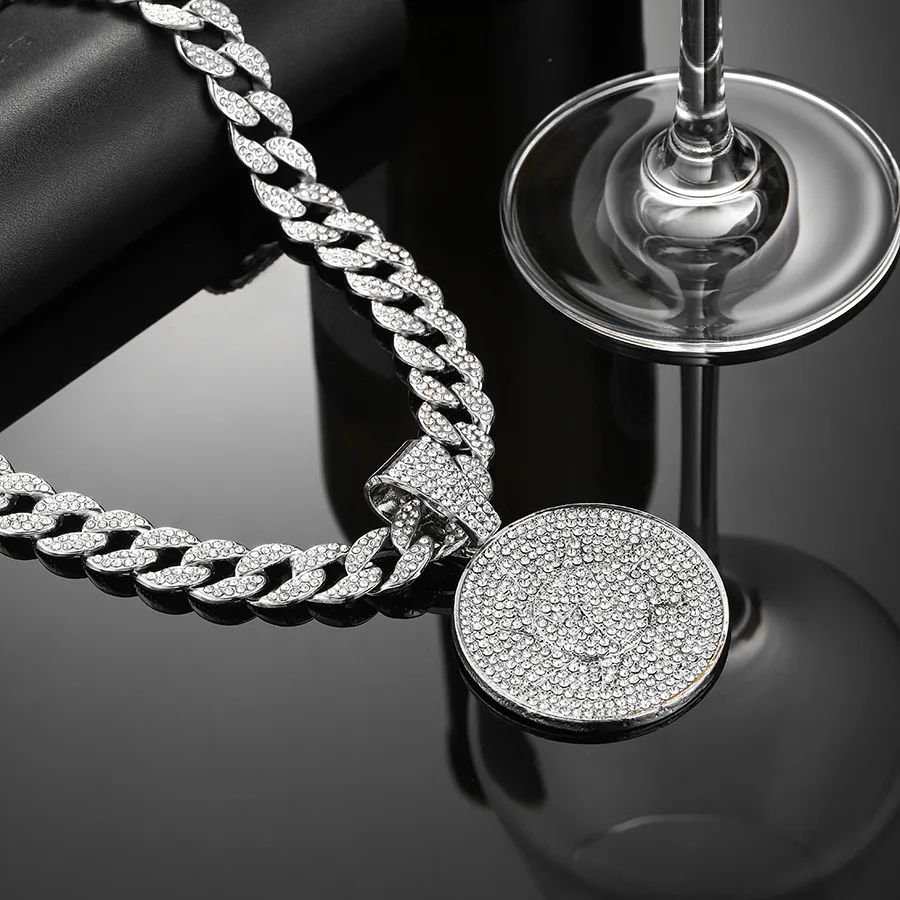 Large Hip Hop Custom Logo Mens Iced Out Pendants Cuban Link 20mm Chain Medals Necklace Hiphop Jewelry