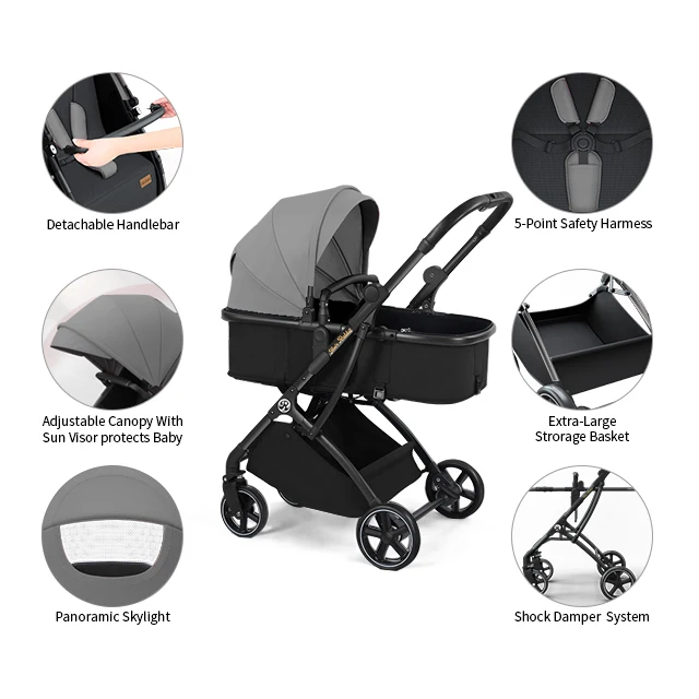 New Design Stroller Traveling System Baby Stroller With Aluminium Frame  4 Wheels with baby carseat cheap price