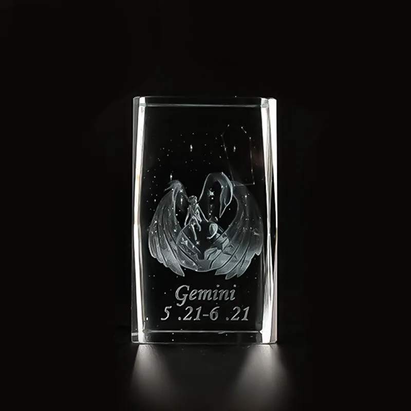 Factory wholesale K9 high quality blank solid Crystal Block Cube 3d Laser Engraved Signs Of The Zodiac for gifts