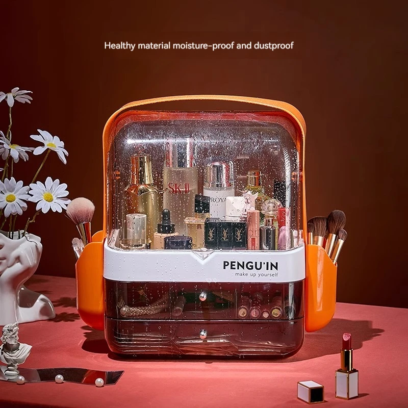 High quality Anthracite 3-layer cosmetics storage box table top lipstick mask skin care dustproof large capacity drawer type net celebrity dr