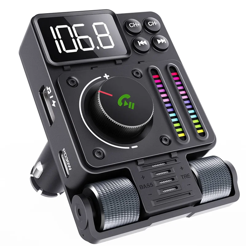 MT01 Автомобильный MP3-плеер со звукоснимателем окружающий свет PD 30 Вт быстрая зарядка автомобиля беспроводной Bluetooth 5 3 FM-передатчик для