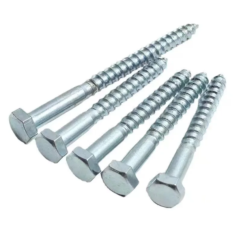 customized A2-70 outer hexagon screw nails 304 stainless steel self threading pin hexagon Head Lag Wood Screw DIN571