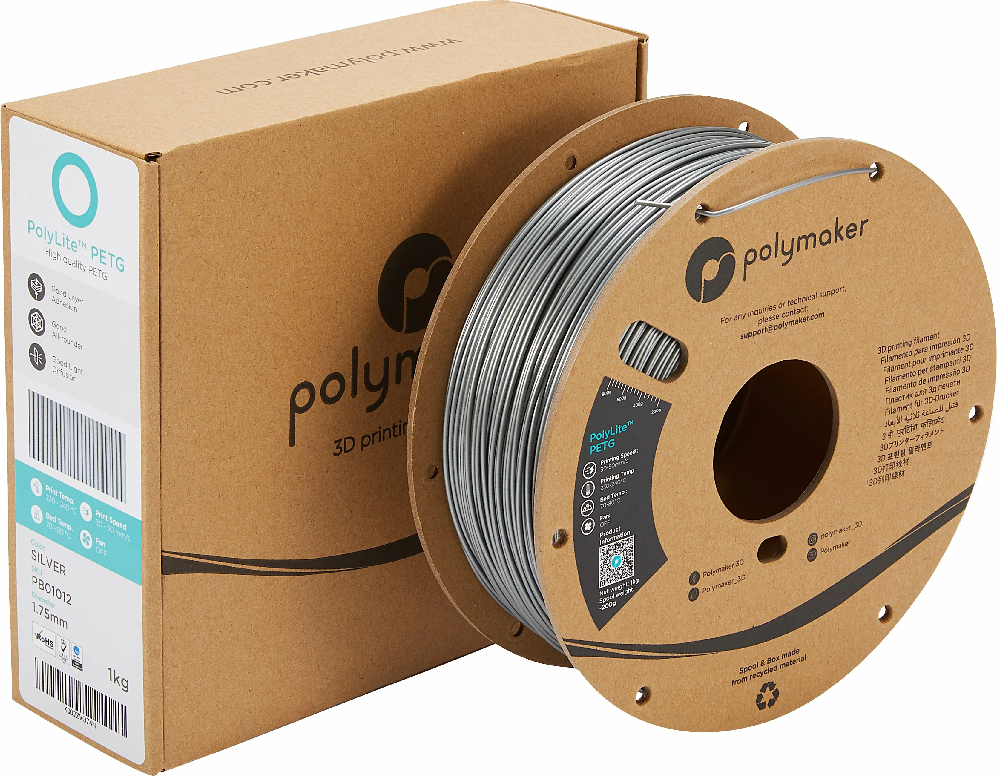 Сертифицированный Ce производитель 1 кг/1 75 мм/2 85 мм Polymaker PolyLite PETG нить для 3d-печати
