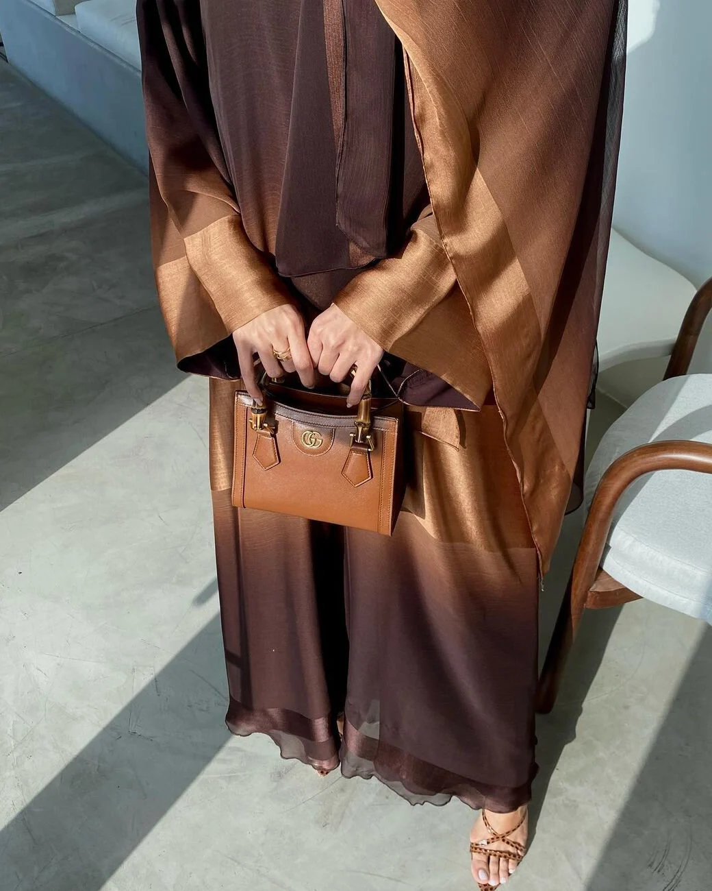 Производитель Abaya стильный коричневый дизайн abaya исламский мусульманский Ombre Градиент для женщин