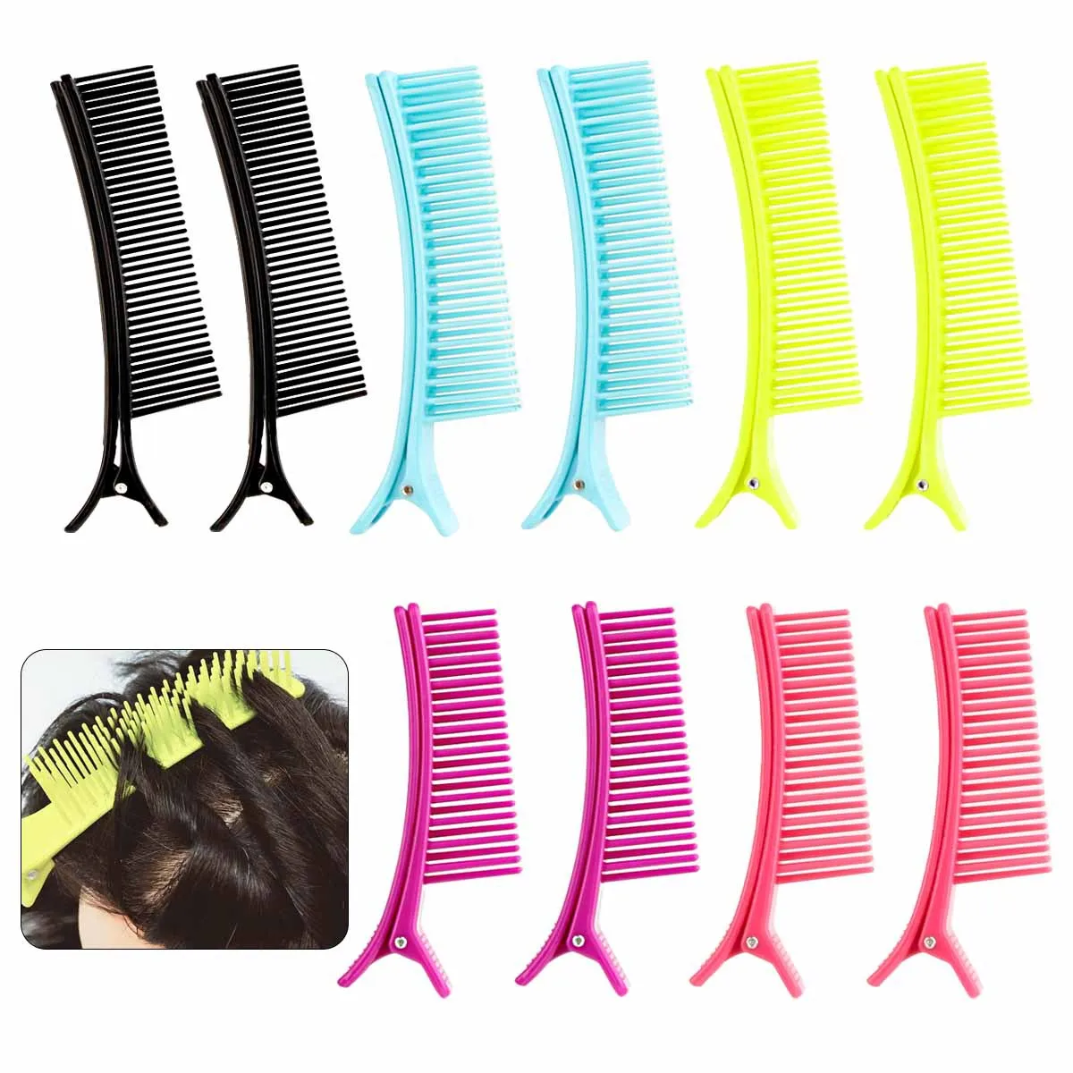 Salon Hairdresser Multifunctional Highlight Teasing Clip Comb Parting Hair Straightener Splint Foldable Rat Tail Hair Comb