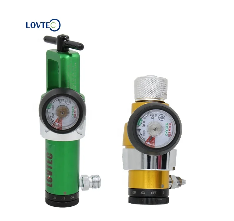 Lovtec cga540 G5/8 click style medical oxygen regulator with humidifier bottle